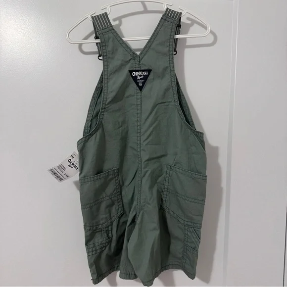 Oshkosh B’Gosh Toddler Green Cargo Short Overalls Size 24 Months NWT - Picture 5 of 8